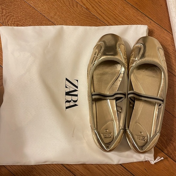 NWOT Zara Elastic Metallic Ballet flats size 9 (size 40) - Picture 6 of 6